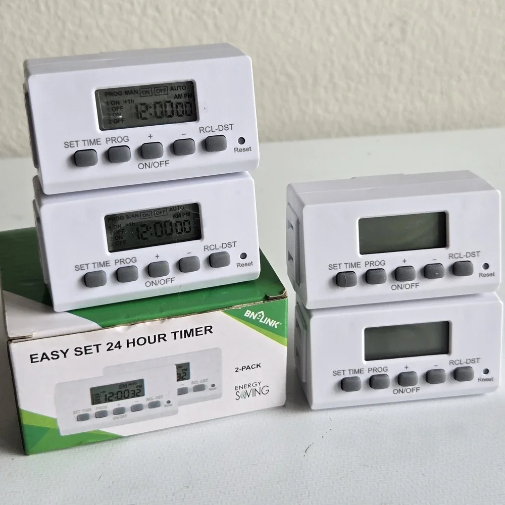 4 BN-LINK Mini Indoor Easy Set Daily 24-Hour Digital Outlet Timer 2 Prong